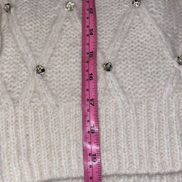 NWT 478.00- ELEVEN SIX ZARIA SWEATER IVORY W/BEADS XS/S OVERSIZED CROP HAND KNIT - Picture 11 of 13